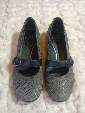 Dansko Orla Mary Jane Comfort Shoes Black Gray Snakeskin Womens Size 36